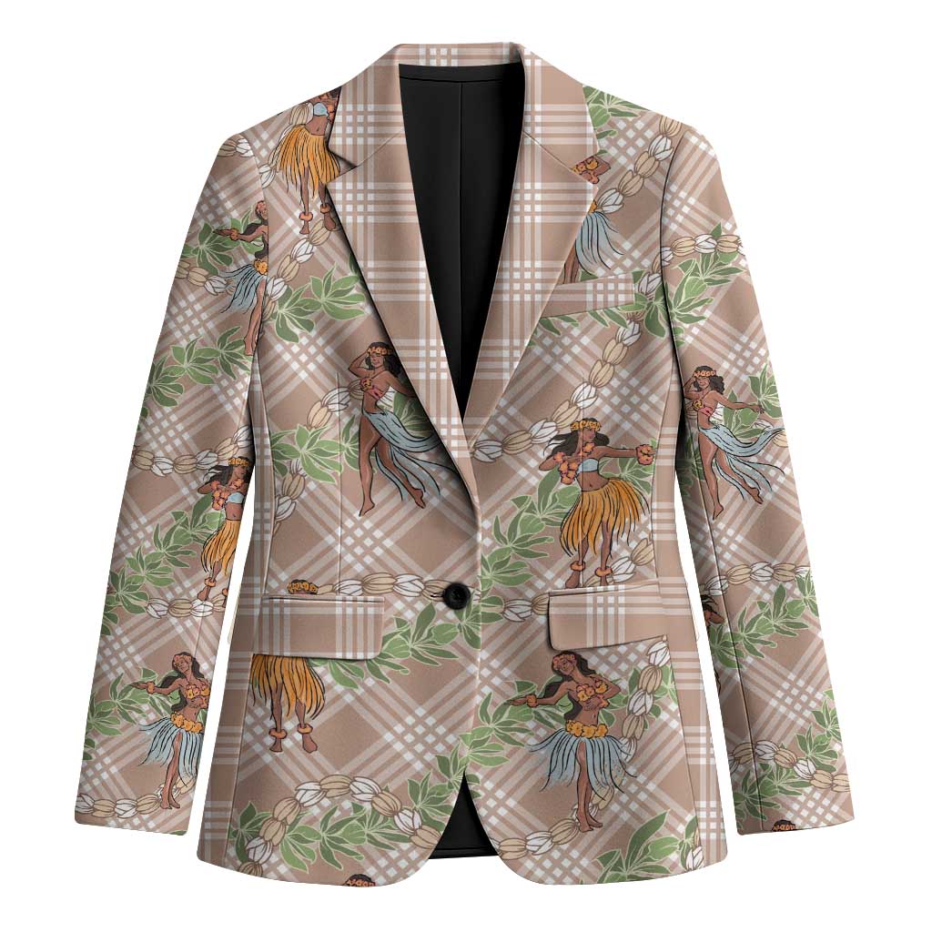 Beige Palaka Hula Girls Seamless Hawaii Aloha Blazer - Polynesian Pride