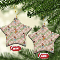 Beige Palaka Hula Girls Seamless Hawaii Aloha Ceramic Ornament - Polynesian Pride