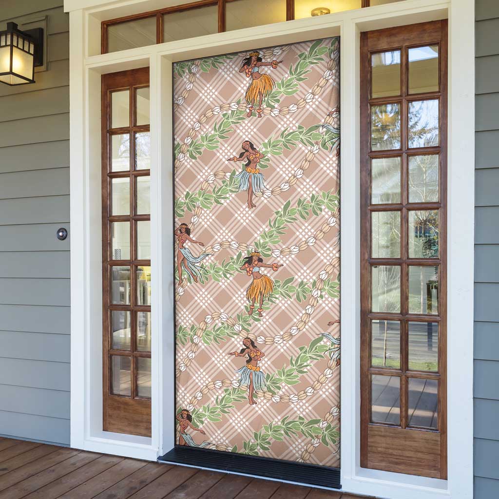Beige Palaka Hula Girls Seamless Hawaii Aloha Door Cover - Polynesian Pride
