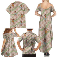 Beige Palaka Hula Girls Seamless Hawaii Aloha Family Matching Summer Maxi Dress and Hawaiian Shirt - Polynesian Pride