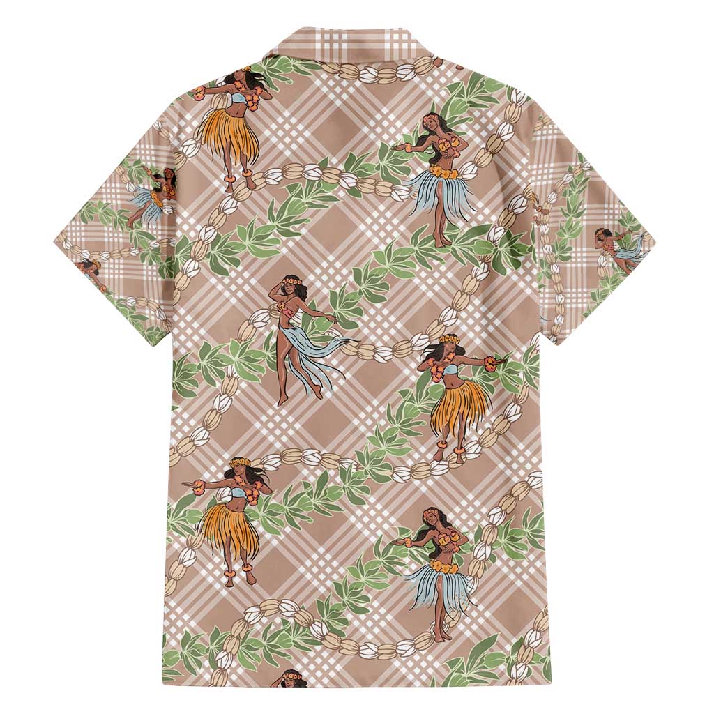 Beige Palaka Hula Girls Seamless Hawaii Aloha Family Matching Summer Maxi Dress and Hawaiian Shirt - Polynesian Pride