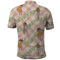 Beige Palaka Hula Girls Seamless Hawaii Aloha Polo Shirt - Polynesian Pride