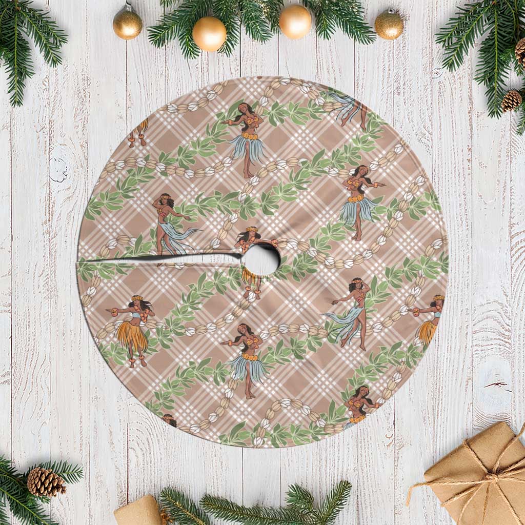 Beige Palaka Hula Girls Seamless Hawaii Aloha Tree Skirt LT7 Casual Beige - Polynesian Pride