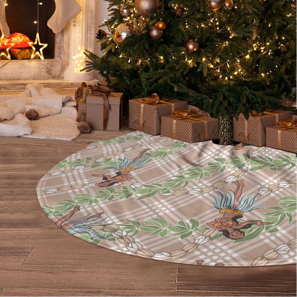 Beige Palaka Hula Girls Seamless Hawaii Aloha Tree Skirt - Polynesian Pride