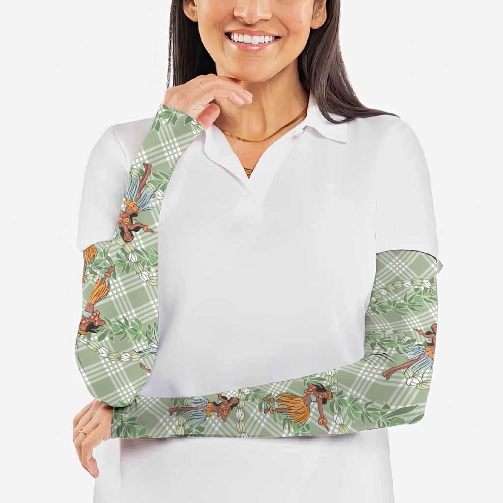 Mint Palaka Hula Girls Seamless Hawaii Aloha Arm Sleeves - Polynesian Pride