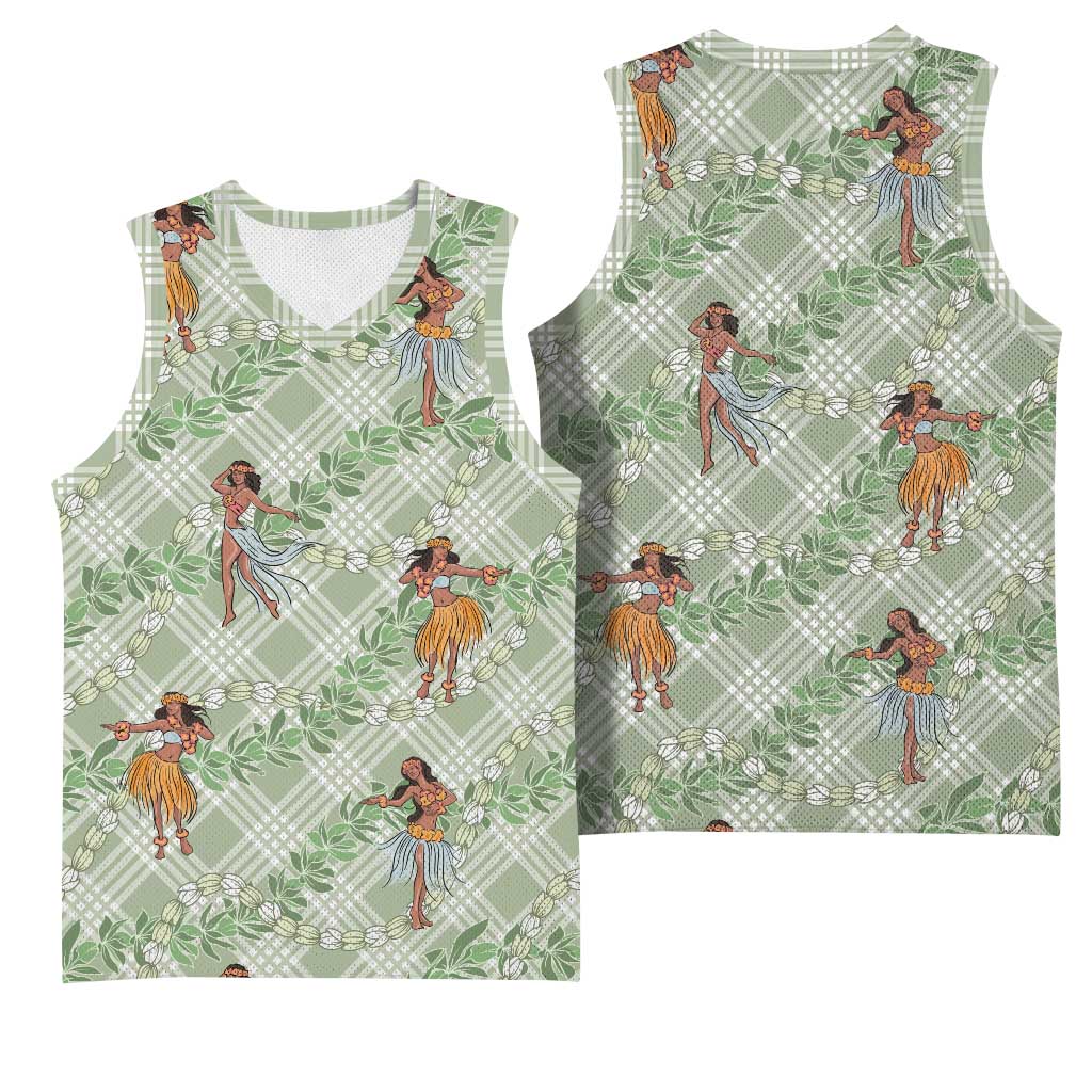 Mint Palaka Hula Girls Seamless Hawaii Aloha Basketball Jersey - Polynesian Pride