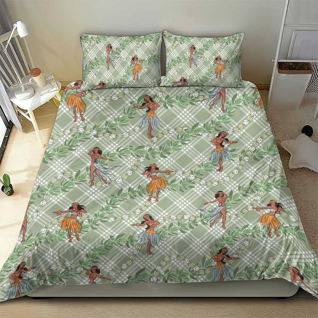 Mint Palaka Hula Girls Seamless Hawaii Aloha Bedding Set - Polynesian Pride