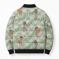 Mint Palaka Hula Girls Seamless Hawaii Aloha Bomber Puffer Jacket - Polynesian Pride