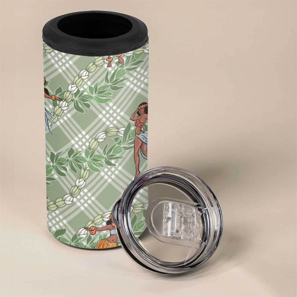 Mint Palaka Hula Girls Seamless Hawaii Aloha 4 in 1 Can Cooler Tumbler - Polynesian Pride