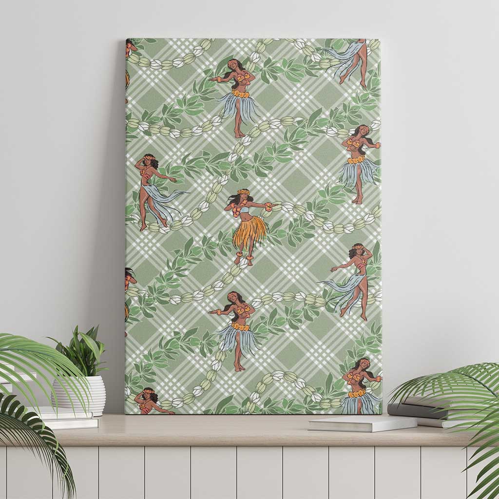 Mint Palaka Hula Girls Seamless Hawaii Aloha Canvas Wall Art - Polynesian Pride