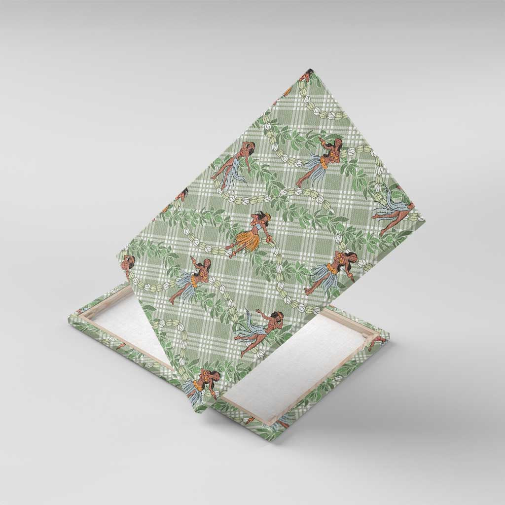 Mint Palaka Hula Girls Seamless Hawaii Aloha Canvas Wall Art - Polynesian Pride