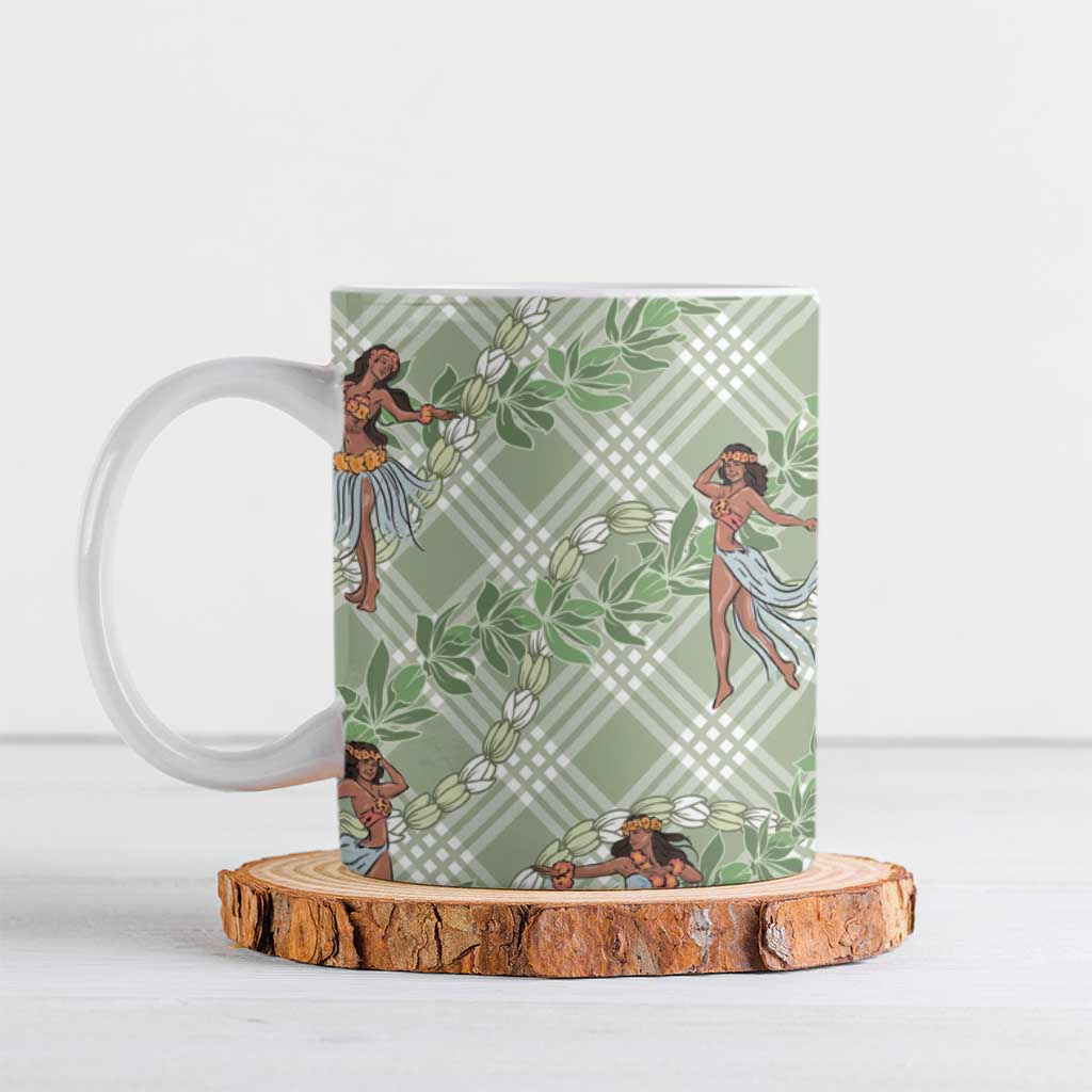 Mint Palaka Hula Girls Seamless Hawaii Aloha Ceramic Mug - Polynesian Pride