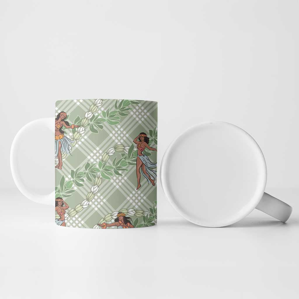 Mint Palaka Hula Girls Seamless Hawaii Aloha Ceramic Mug - Polynesian Pride
