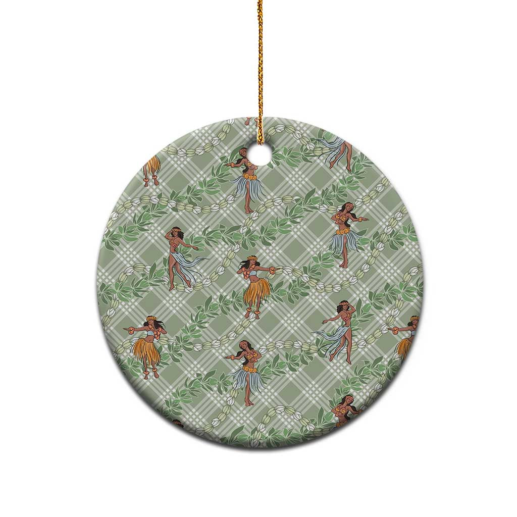 Mint Palaka Hula Girls Seamless Hawaii Aloha Ceramic Ornament - Polynesian Pride