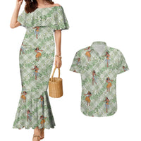 Mint Palaka Hula Girls Seamless Hawaii Aloha Couples Matching Mermaid Dress and Hawaiian Shirt - Polynesian Pride