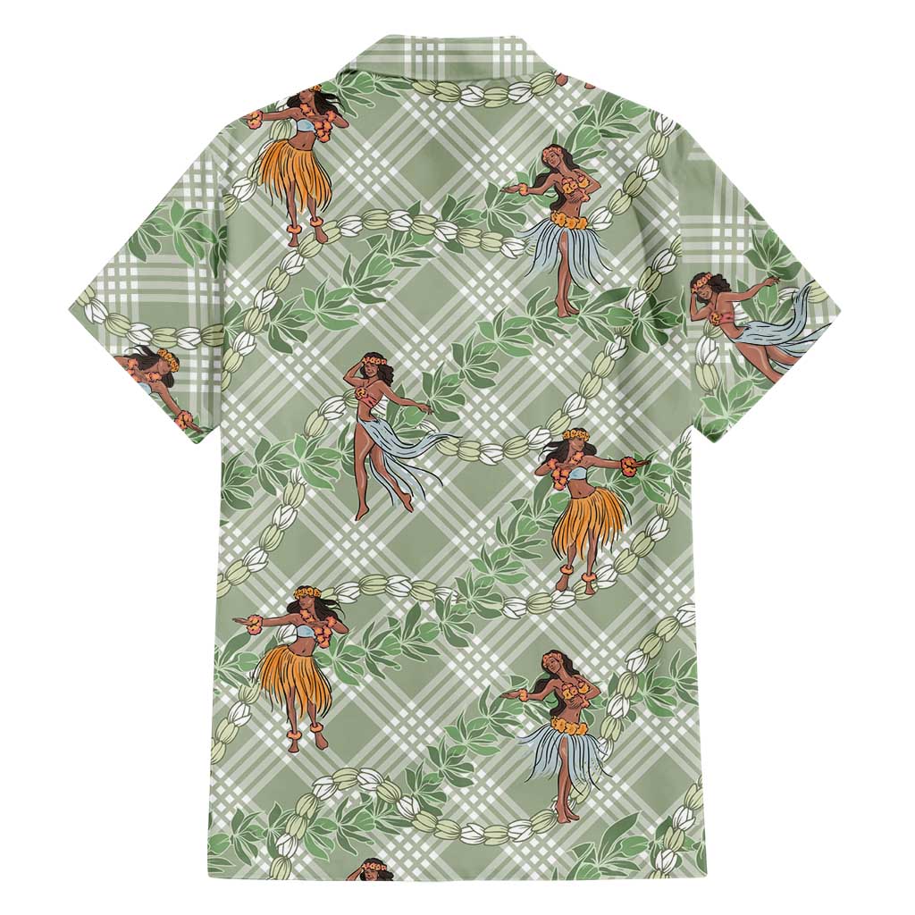 Mint Palaka Hula Girls Seamless Hawaii Aloha Family Matching Long Sleeve Bodycon Dress and Hawaiian Shirt LT7 - Polynesian Pride
