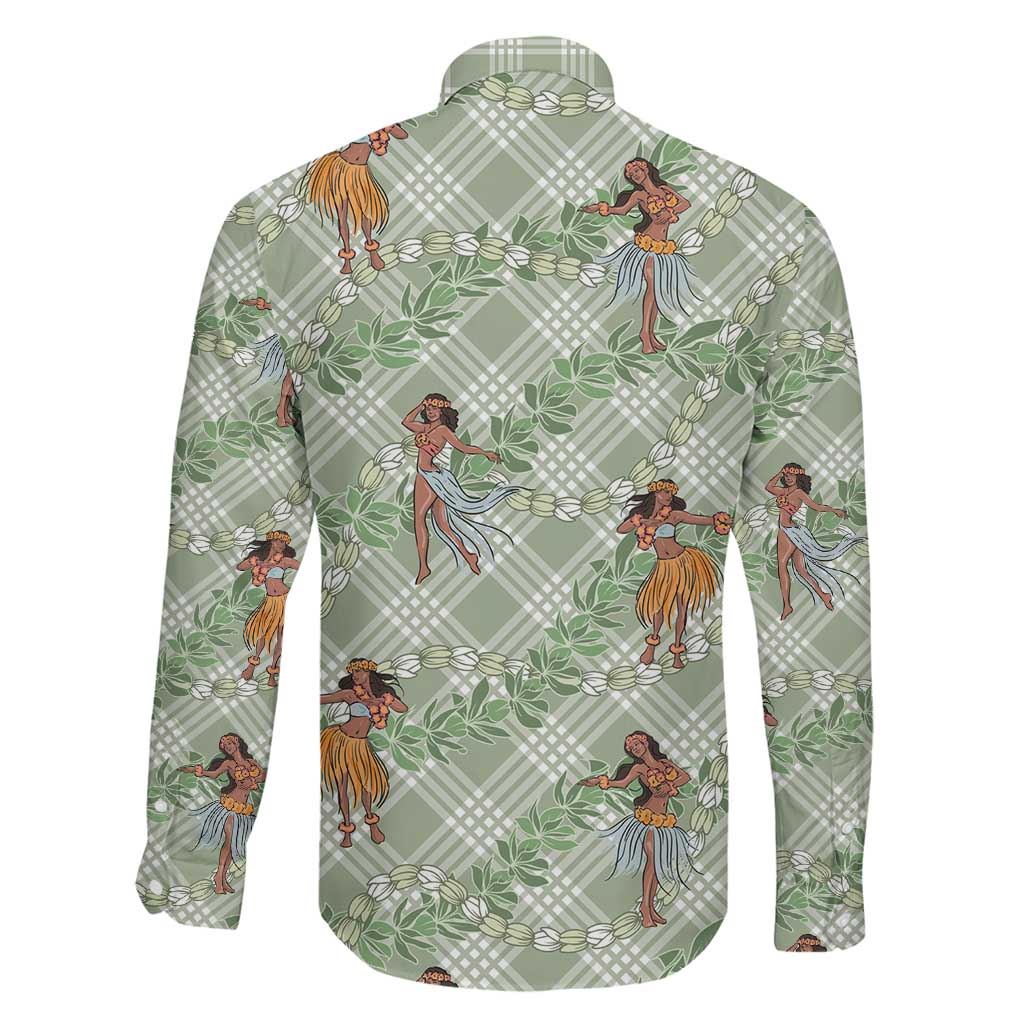 Mint Palaka Hula Girls Seamless Hawaii Aloha Family Matching Long Sleeve Bodycon Dress and Hawaiian Shirt LT7 - Polynesian Pride