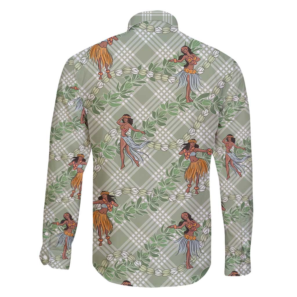 Mint Palaka Hula Girls Seamless Hawaii Aloha Family Matching Off Shoulder Maxi Dress and Hawaiian Shirt - Polynesian Pride