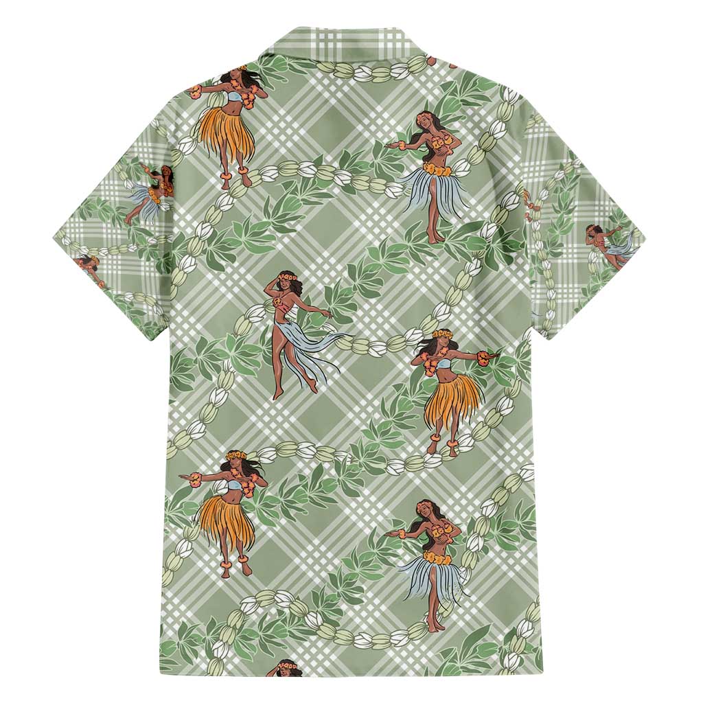 Mint Palaka Hula Girls Seamless Hawaii Aloha Family Matching Short Sleeve Bodycon Dress and Hawaiian Shirt - Polynesian Pride