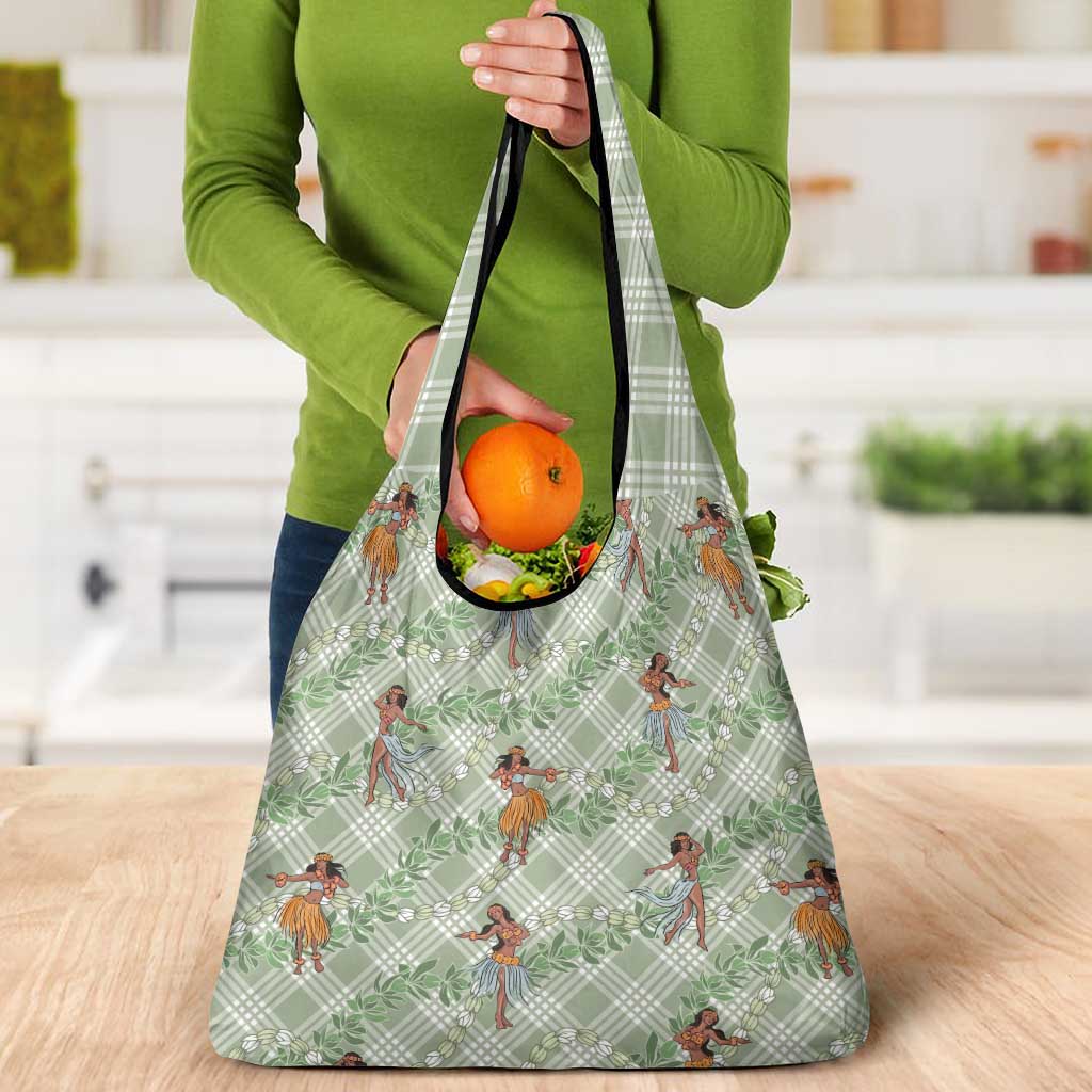 Mint Palaka Hula Girls Seamless Hawaii Aloha Grocery Bag - Polynesian Pride