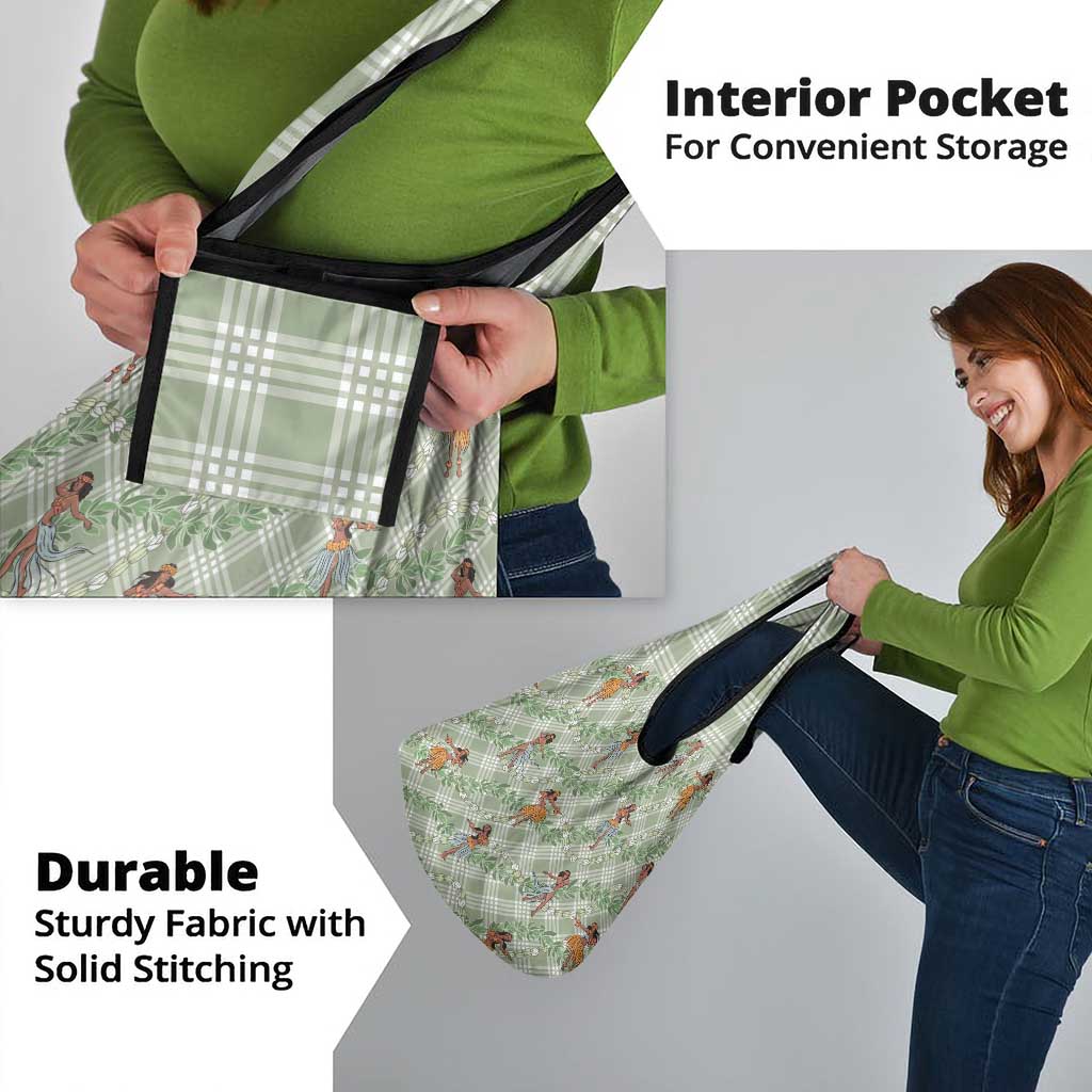 Mint Palaka Hula Girls Seamless Hawaii Aloha Grocery Bag - Polynesian Pride