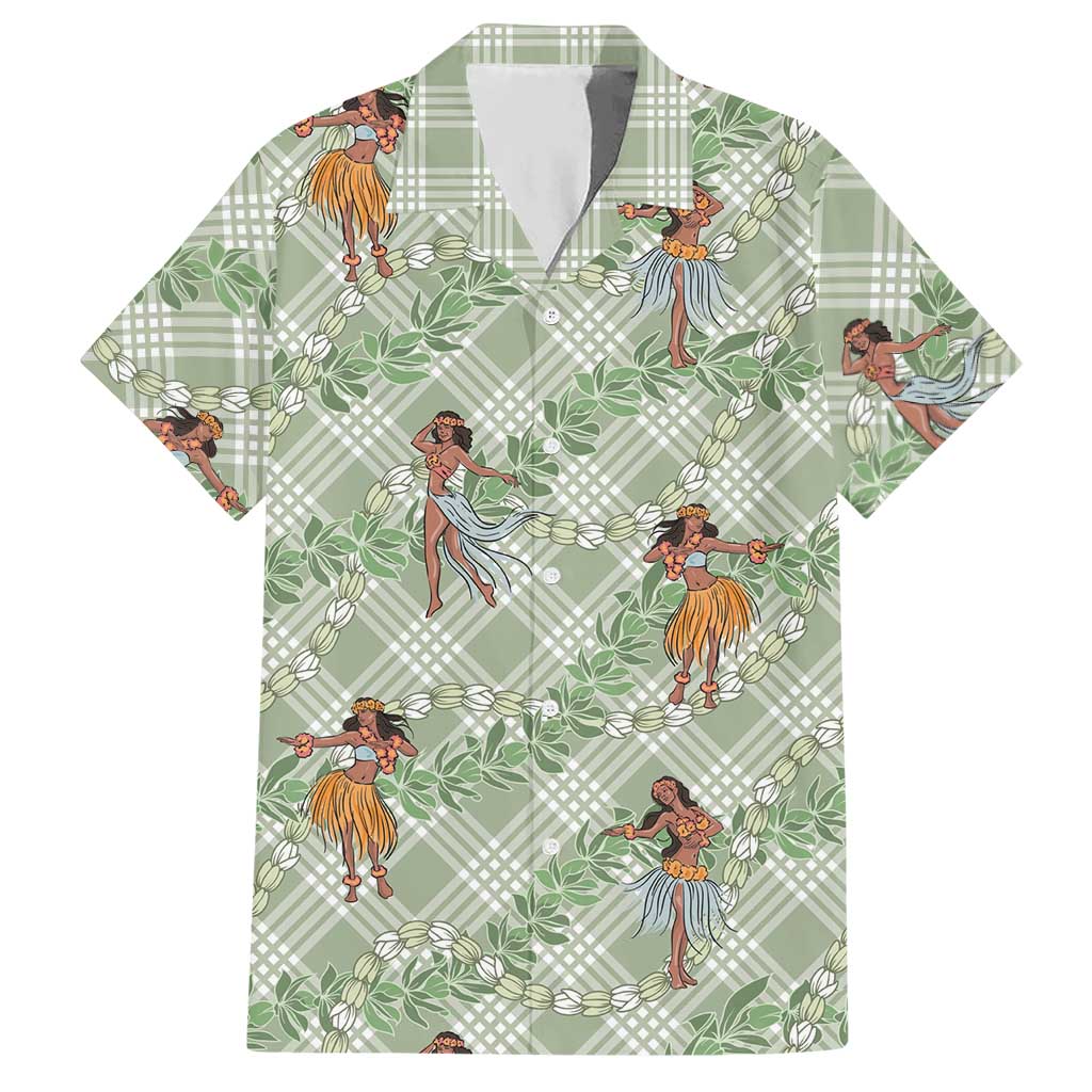 Mint Palaka Hula Girls Seamless Hawaii Aloha Hawaiian Shirt - Polynesian Pride