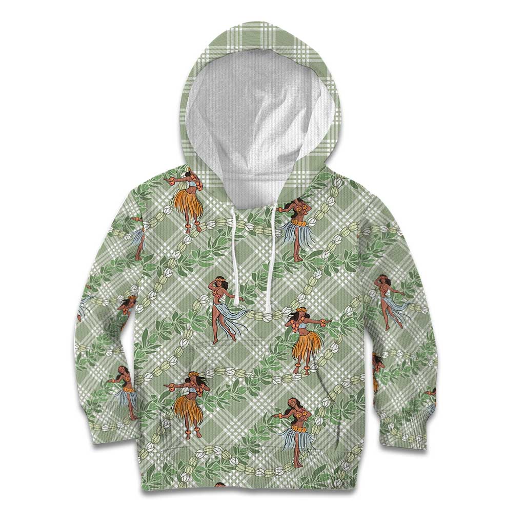 Mint Palaka Hula Girls Seamless Hawaii Aloha Kid Hoodie - Polynesian Pride