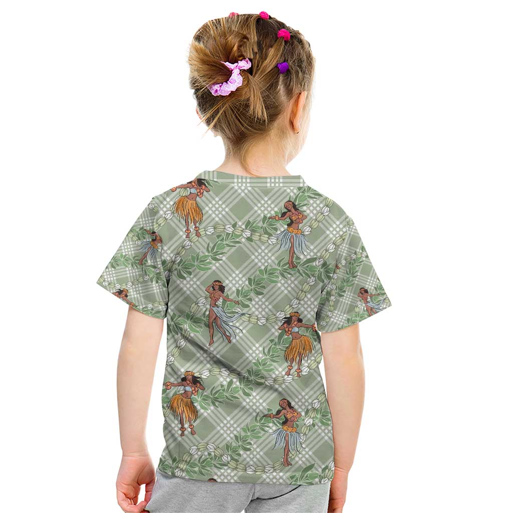 Mint Palaka Hula Girls Seamless Hawaii Aloha Kid T Shirt - Polynesian Pride