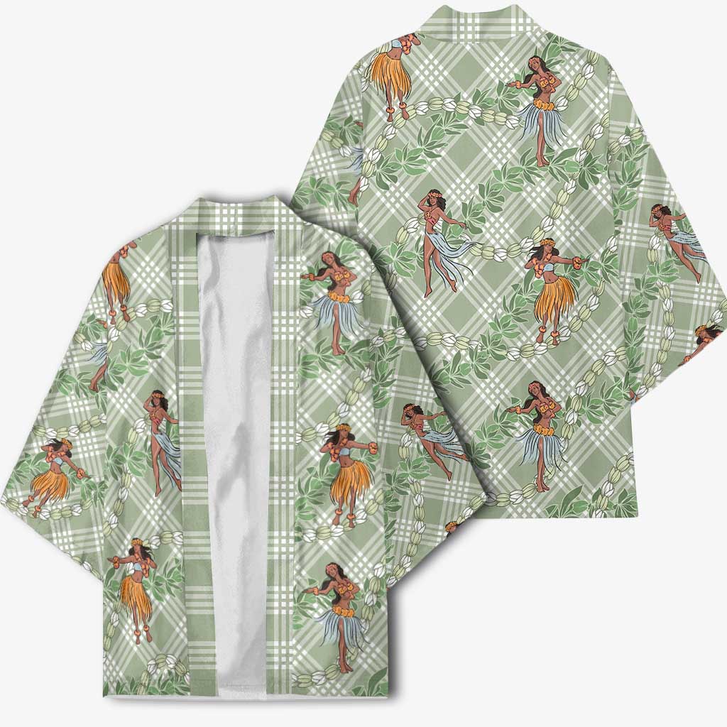 Mint Palaka Hula Girls Seamless Hawaii Aloha Kimono - Polynesian Pride