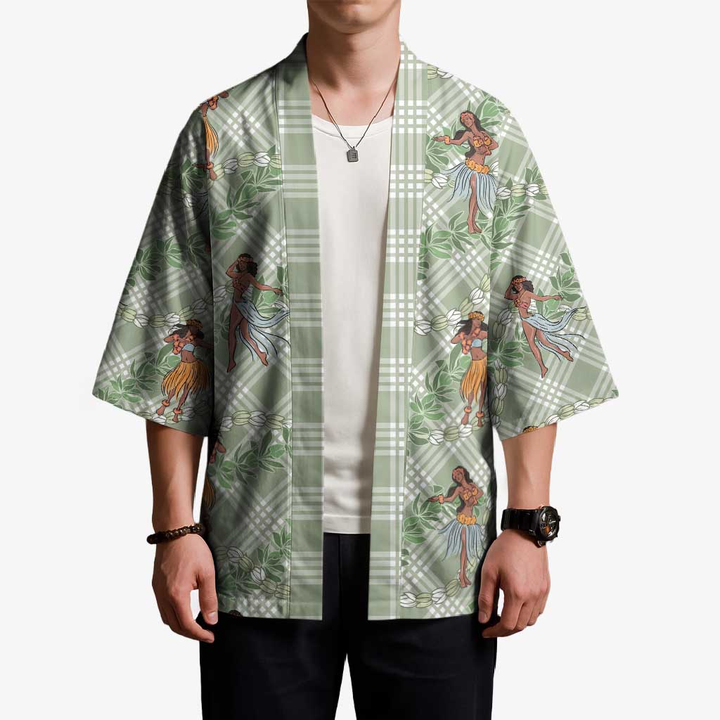 Mint Palaka Hula Girls Seamless Hawaii Aloha Kimono - Polynesian Pride