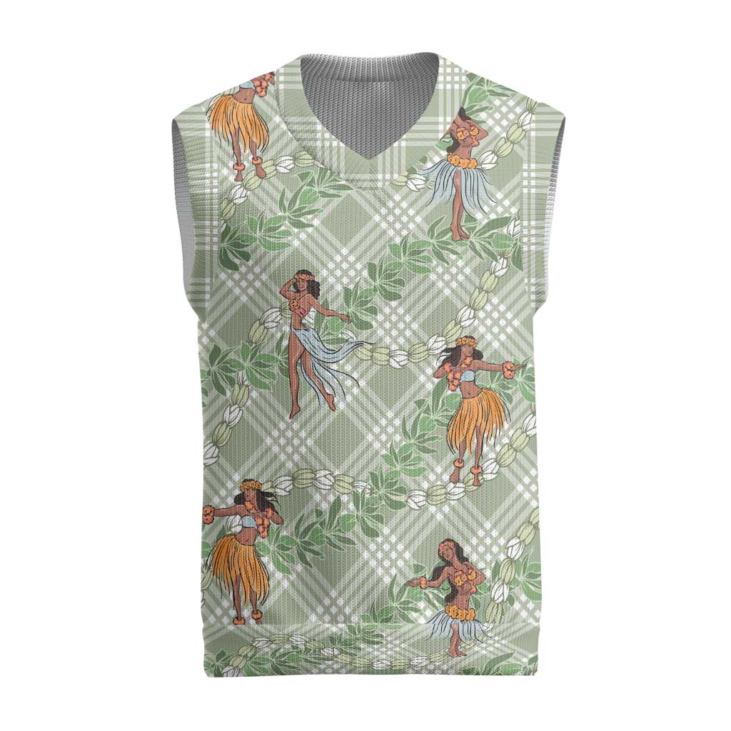 Mint Palaka Hula Girls Seamless Hawaii Aloha Christmas Knitted V-Neck Vest - Polynesian Pride