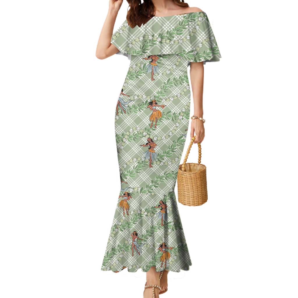 Mint Palaka Hula Girls Seamless Hawaii Aloha Mermaid Dress LT7 Women Mint - Polynesian Pride