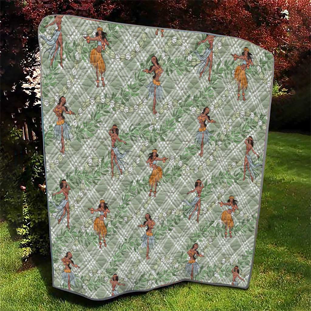 Mint Palaka Hula Girls Seamless Hawaii Aloha Quilt - Polynesian Pride
