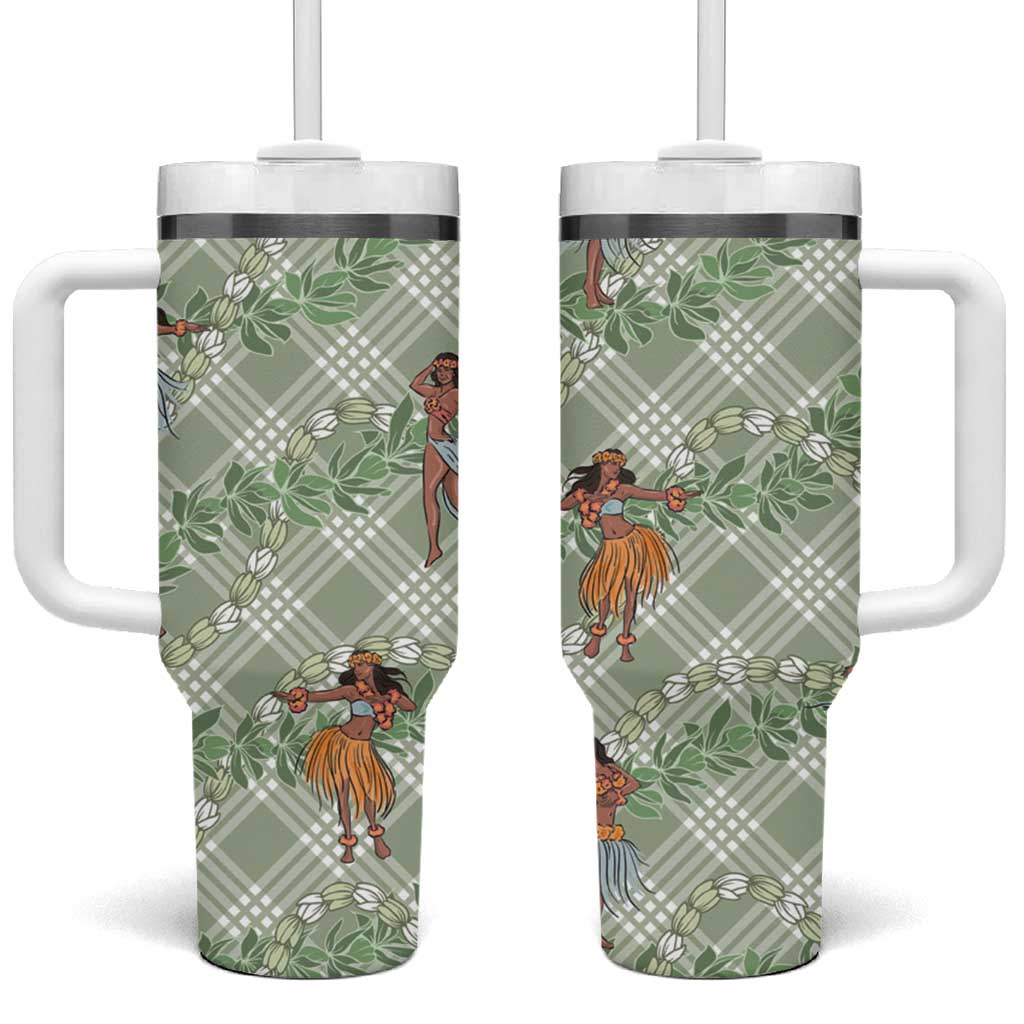 Mint Palaka Hula Girls Seamless Hawaii Aloha Tumbler With Handle - Polynesian Pride