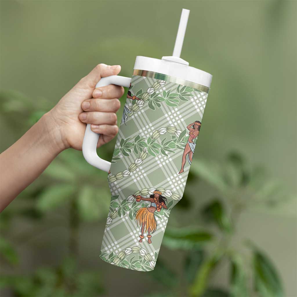 Mint Palaka Hula Girls Seamless Hawaii Aloha Tumbler With Handle - Polynesian Pride
