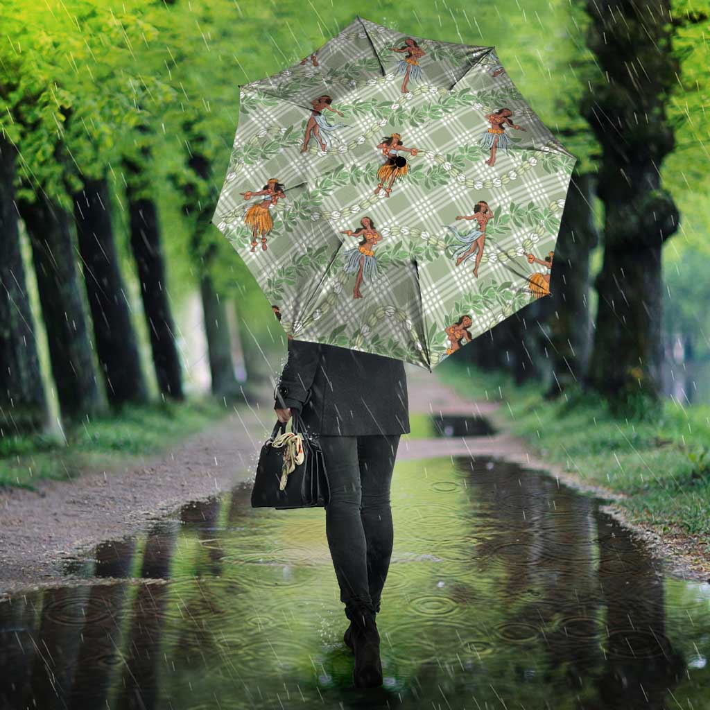 Mint Palaka Hula Girls Seamless Hawaii Aloha Umbrella - Polynesian Pride