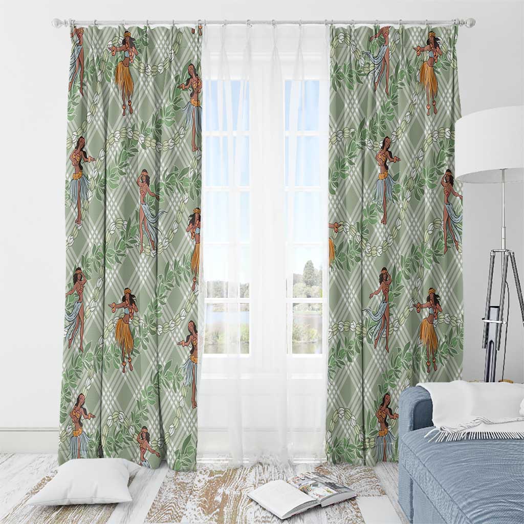 Mint Palaka Hula Girls Seamless Hawaii Aloha Window Curtain - Polynesian Pride