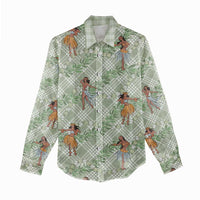 Mint Palaka Hula Girls Seamless Hawaii Aloha Women Casual Shirt - Polynesian Pride