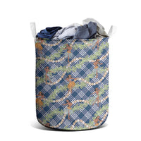 Navy Blue Palaka Hula Girls Seamless Hawaii Aloha Laundry Basket - Polynesian Pride