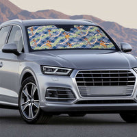 Navy Blue Palaka Hula Girls Seamless Hawaii Aloha Auto Sun Shade - Polynesian Pride