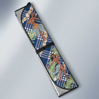 Navy Blue Palaka Hula Girls Seamless Hawaii Aloha Auto Sun Shade - Polynesian Pride