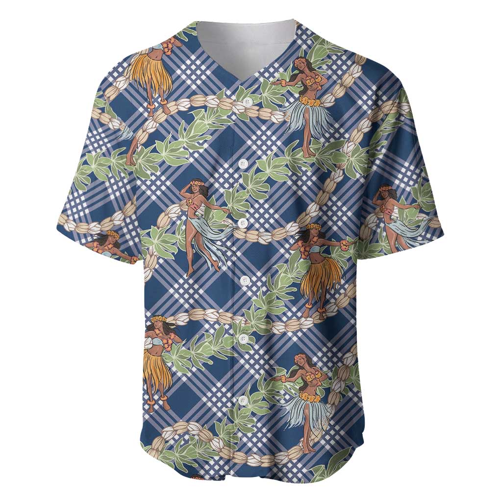Navy Blue Palaka Hula Girls Seamless Hawaii Aloha Baseball Jersey LT7 Navy Blue - Polynesian Pride