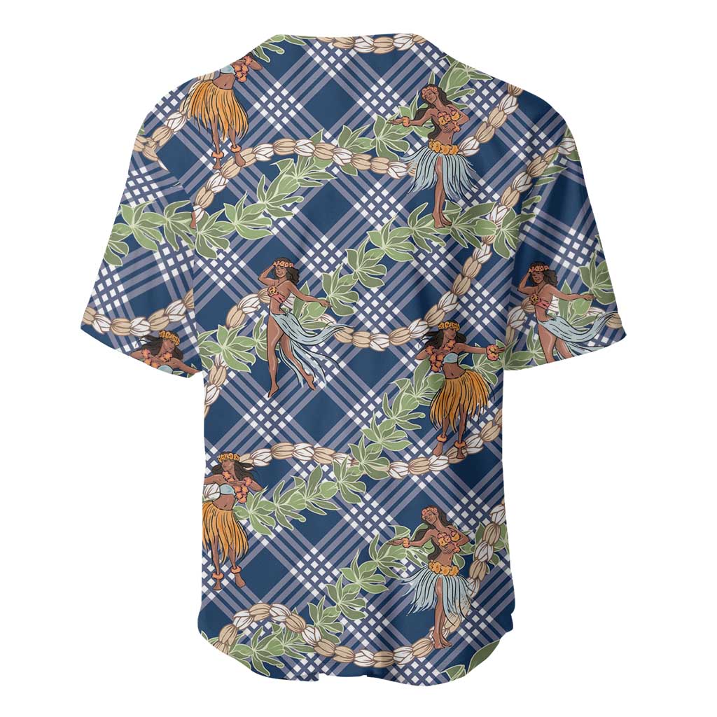 Navy Blue Palaka Hula Girls Seamless Hawaii Aloha Baseball Jersey LT7 - Polynesian Pride