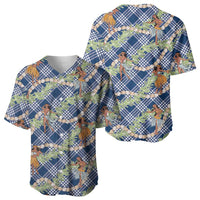 Navy Blue Palaka Hula Girls Seamless Hawaii Aloha Baseball Jersey LT7 - Polynesian Pride