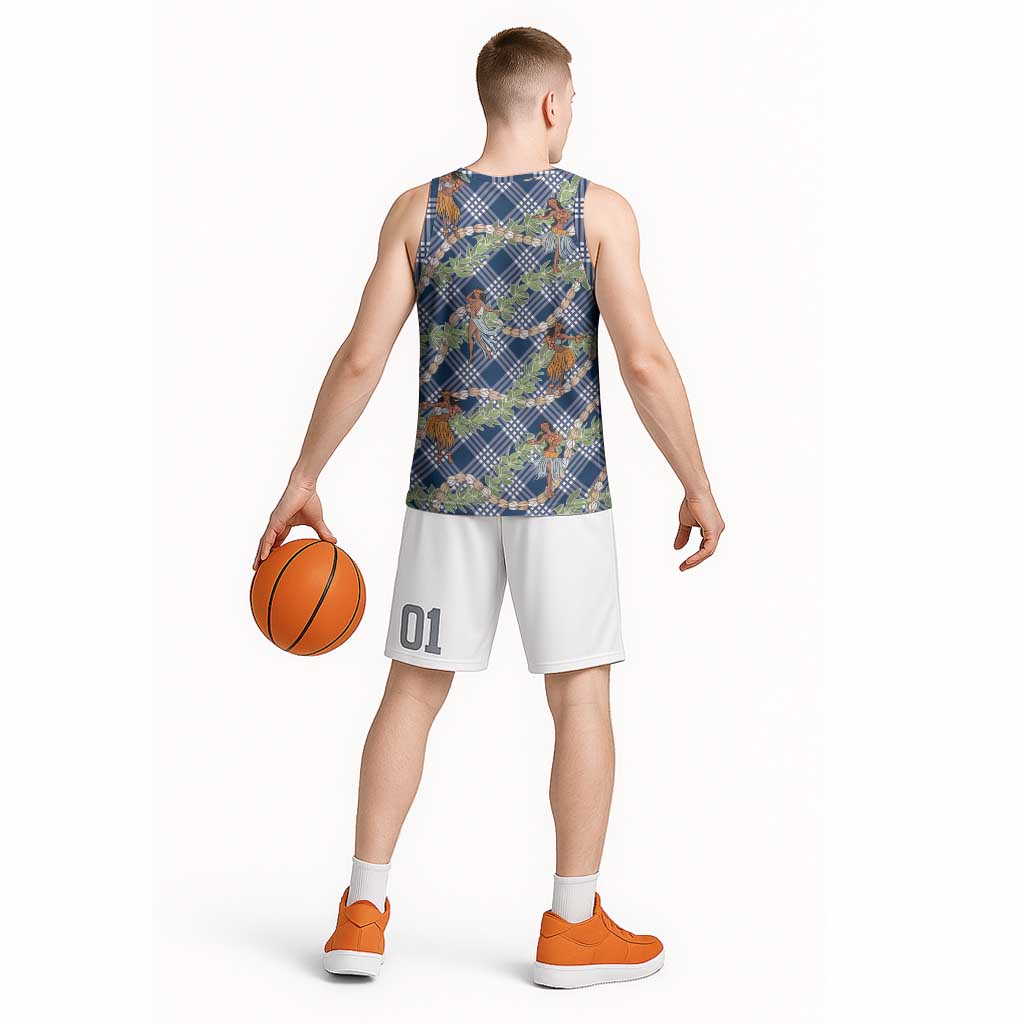 Navy Blue Palaka Hula Girls Seamless Hawaii Aloha Basketball Jersey - Polynesian Pride