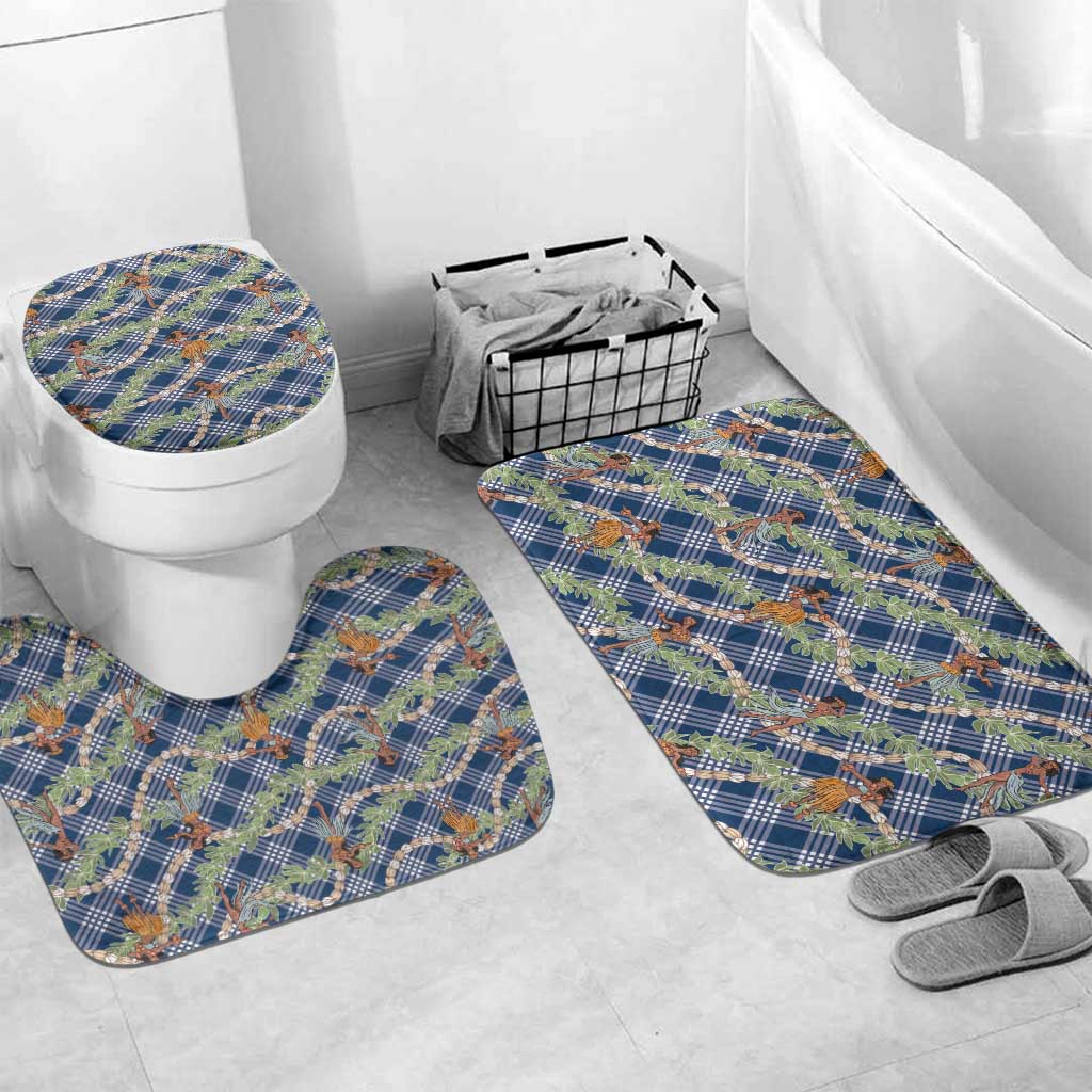 Navy Blue Palaka Hula Girls Seamless Hawaii Aloha Bathroom Set LT7 Mat Set Only (3 pcs) One Size Navy Blue - Polynesian Pride