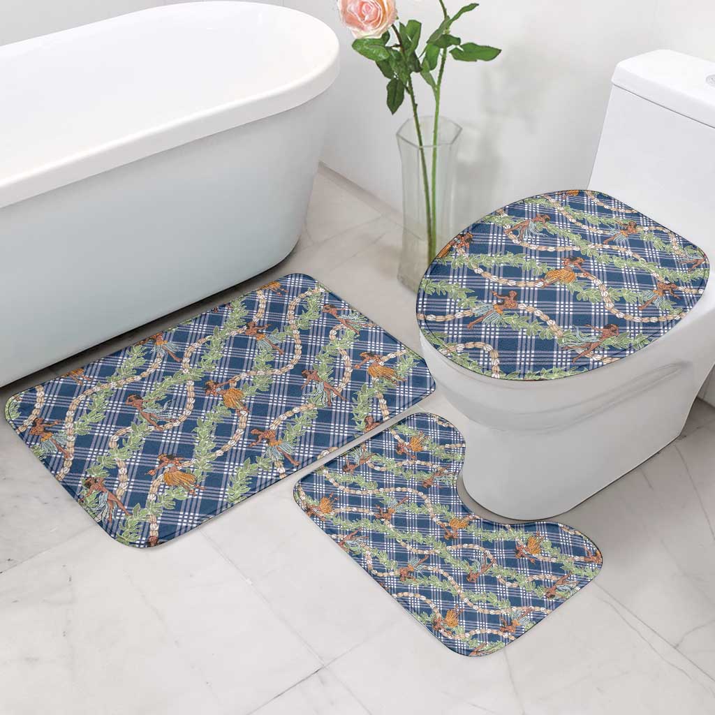 Navy Blue Palaka Hula Girls Seamless Hawaii Aloha Bathroom Set LT7 - Polynesian Pride