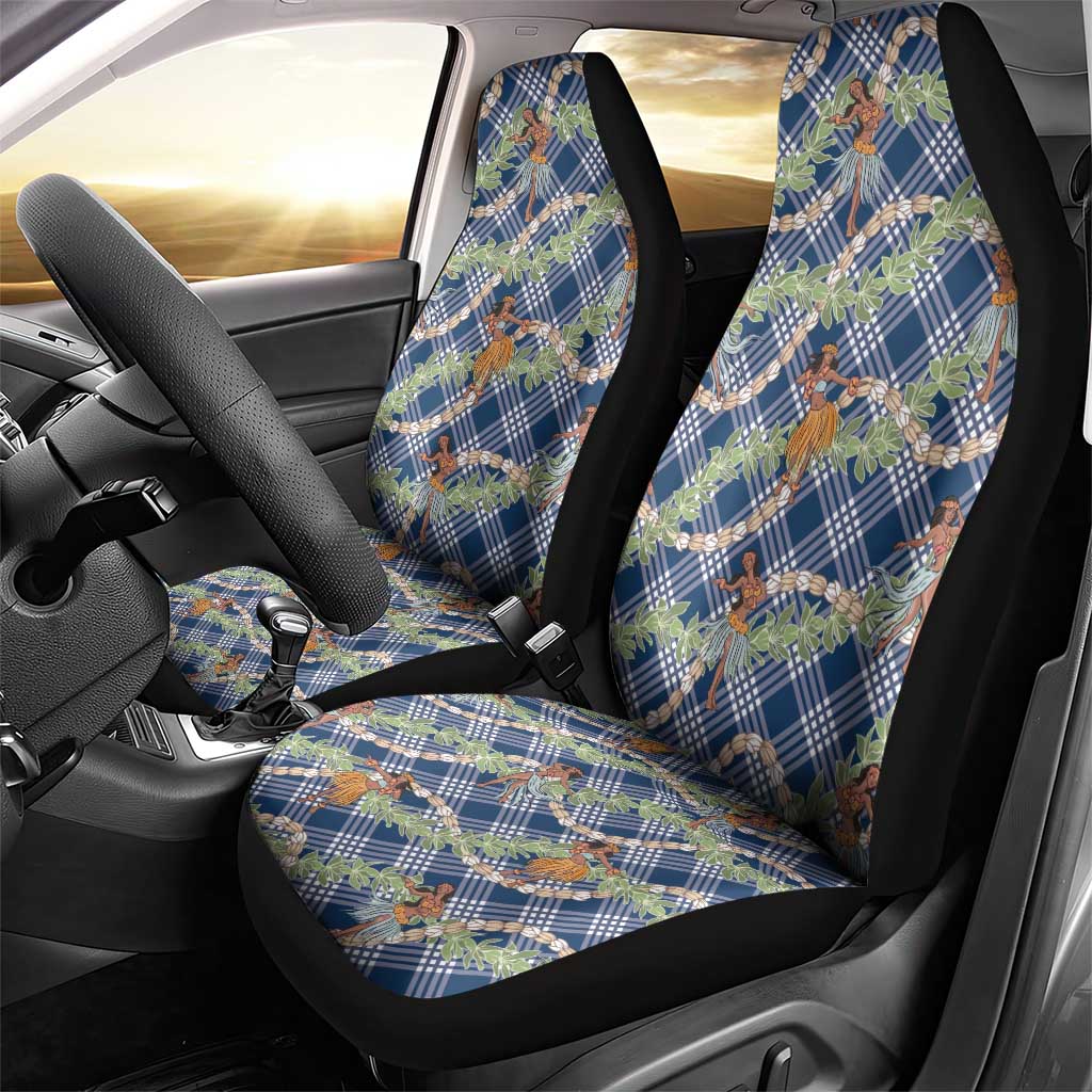 Navy Blue Palaka Hula Girls Seamless Hawaii Aloha Car Seat Cover - Polynesian Pride