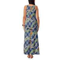 Navy Blue Palaka Hula Girls Seamless Hawaii Aloha Family Matching Tank Maxi Dress and Hawaiian Shirt - Polynesian Pride