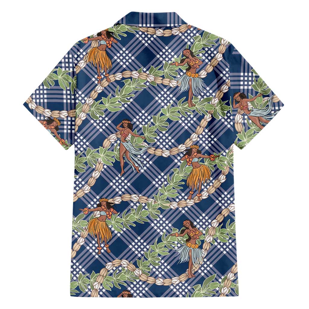 Navy Blue Palaka Hula Girls Seamless Hawaii Aloha Hawaiian Shirt LT7 - Polynesian Pride